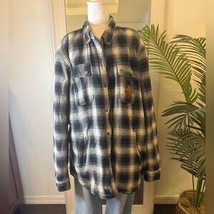 Harley-Davidson Black and White Checkered Shirt Jacket